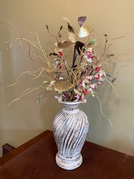 Faux Flower Arrangements In Ceramic Vase