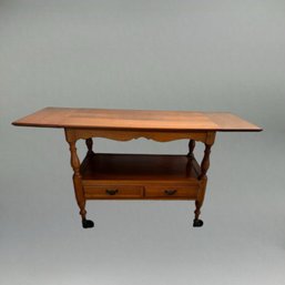 Vintage 'Unique Furniture Makers Company' Solid Cherry Serving Cart On Casters