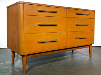 A Vintage Mid Century Modern Dresser In Light Oak, Likely Ramseur Furniture