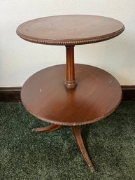 Round Double-Tier Vintage Accent Table