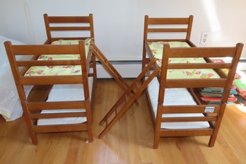 2 Vintage Wooden Doll Bunk Beds With Ladders And Original Mattresses