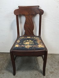 Antique 19th Century Mahogany Chair & Needlepoint Cushion