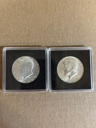 Lot Of 2 Beautiful Kennedy Half Dollars 40 Silver In Plastic Case