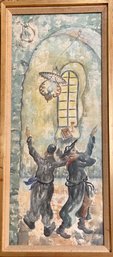 Vintage Original Watercolor Painting By Famous Polish/ Israeli Artist Zvi Livni, Signed Lower Right