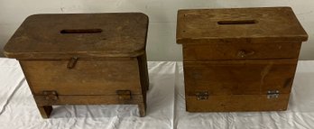 Two Wooden Shoe Shine Boxes