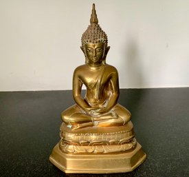 Vintage Seated Buddha In Brass