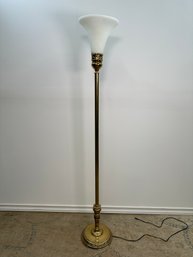 A Beautiful Brass & Milk Glass Floor Lamp, Rewiring Needed