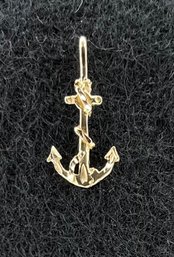 Vintage 14 K Gold Anchor Pendant Or Charm - 13/16 X 3/8 - Nautical - Hope - Steadfastness - Calm