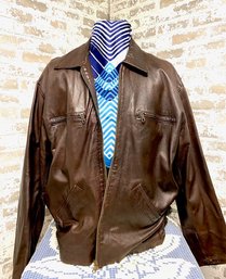 Vintage Mens Italian Misuri Arte Del Cuoio Brown Leather Jacket - Size L