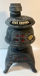 1968 Ezra Brooks Pot Belly Stove Decanter - W/ LIQUID