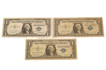 1957, 1957-A, 1957-B One Dollar Silver Certificates With Blue Seals