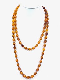 Single Strand Vintage 54' Faux Amber Bead Necklace