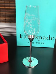 Brand New KATE SPADE - GARDNER STREET Spade Silver Plated Flute Glasses With Lovely Etching - Nice Gift Idea !