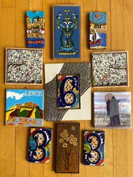 Assorted Decorative Tiles Trivets Handmade Tassoulis, RorexBridges, Michael Wainwright?, Greece, Mexico, Italy