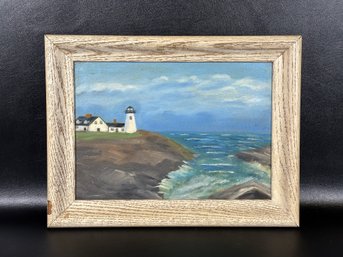 An Original Amateur Oil Painting On Canvas Board, Seascape, 1958