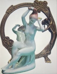 VGT Nude Hungarian Art Nouveau Style Hand Painted Porcelain Figurine