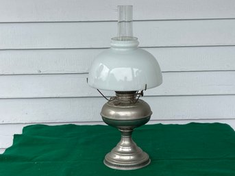 Antique Rayo Oil Lamp With Milk Glass Shade