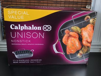 Brand New CALPHALON - UNISON Nonstick Roaster Pan And Rack - Still In Box Never Used - Over $100 Retail !