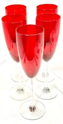 Vintage Ruby Red Champagne Flutes