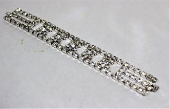 White Rhinestone Wide Bracelet 6 1/2' Long