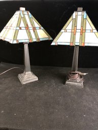 Pair Of Stained Glass Table Lamps