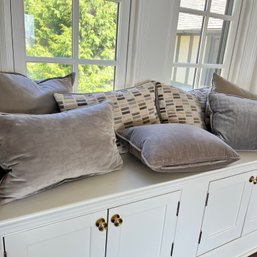 A Collection Of Throw Pillows - Greys And Browns - Velvet - Linen - Plus