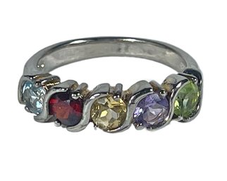 Fine Sterling Silver Gemstone Ladies Ring About Size 6