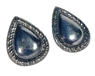 Fine Sterling Silver Teardrop Formed Pierced Earrings 925