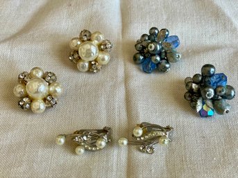 3 Midcentury Designer Costume Earring Sets : Hobe, Vendome & Lisner