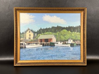 Original Painting, Dockside (South Bristol, ME) By Winthrop L. Clapp