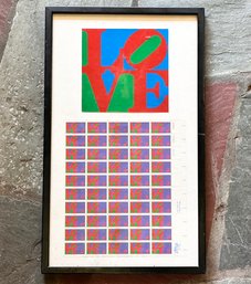 A Framed Commemorative Robert Indiana LOVE Stamp Sheet