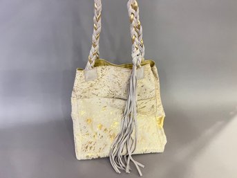 Gold And White Cow Hide Bag By Madisons