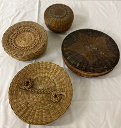 Four Tightly Woven Sewing Baskets