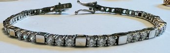 SIGNED STERLING SILVER CZ BRACELET - PRETTY