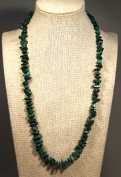 Vintage Shard Beaded Malachite Necklace 22' Long