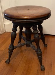 Antique Piano Stool With Ball And Claw Feet