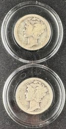 Lot Of 2 Mercury Silver Dimes 1924, 1924-S