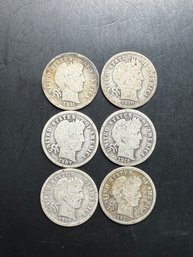 6 Barber Dimes 1907, 1910, 1911, 1912, 1913, 1915