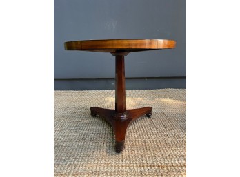 Antique Leather Topped Mahogany Biedermeier Table On Casters 1 Of 2