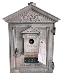 Game Well Fire Alarm Metal Box.  Syracuse Origin, Pat'd 1924