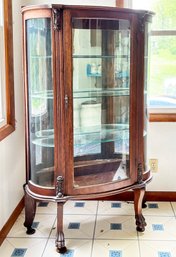 A Gorgeous Victorian Oak Bow Front China Cabinet - Original Glass