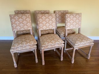 Dining Room Chairs With Fleur De Lis Upholstery  - Set Of 6