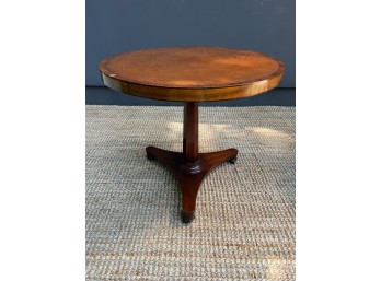 Antique Leather Topped Mahogany Biedermeier Table On Casters 2 Of 2