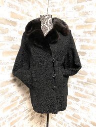 Incredible Like-new Swakara Genuine Southwest African Karakul Lamb's Wool Jacket W/ Fur Collar From G. Fox