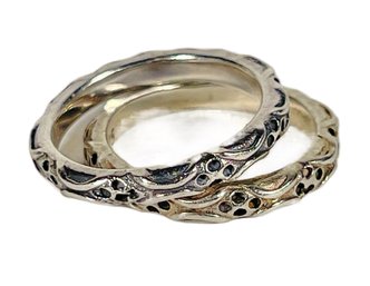 Pair Of Sterling Silver Band Rings Signerd