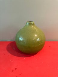 Vintage Crate & Barrel Green Crackle Glazed Vase