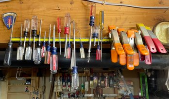 Lot Of Assorted Screw Drivers & Clamps