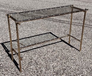 Vintage 1980's Brass Faux Bamboo Console Table