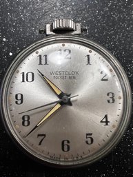 Westclox Pocket Ben Embossed Stainless Pocket Watch With Analog Dial