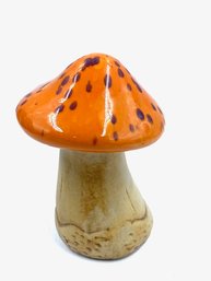 Ceramic Orange Spotted Toadstool Mushroom Figurine